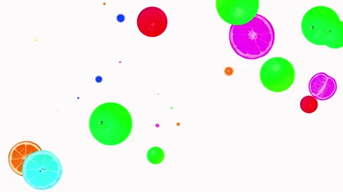 Flying multi-colored slices of oranges on a white background. 库存影片 145246189