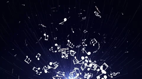 Flying Musical Notes Animation, Rendering, Background, Loop Stock Footage 249293343