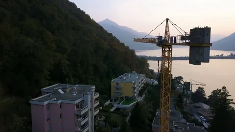 Flying near a crane Stock Footage 81859816