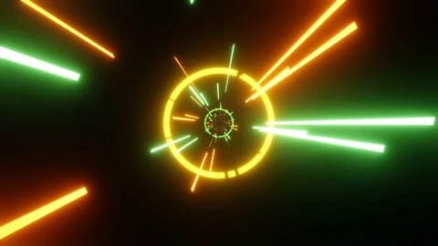 Flying neon rays with rings. Stock Footage 165541822