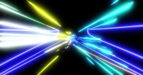 Flying in a neon tunnel 1 Stock Footage 306452001