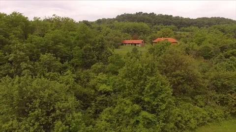 Flying next to a house in the forest Vídeo Stock 113192968