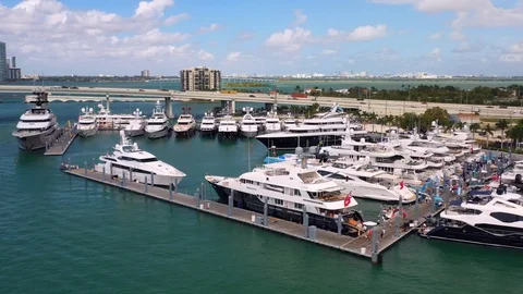 Flying Next to Super Yachts Miami Stock Footage 103062229