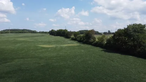 Flying next to trees in farming field Stock Footage 159450665