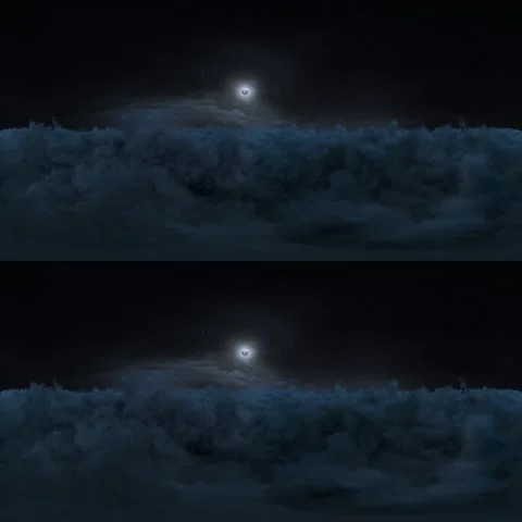 Flying in the Night Clouds 360 Stereoscopic Panoramic 360 VR Stock Footage 166017203