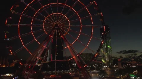 Flying at night over the central boulevard in Batumi, Georgia Stock-Footage 145389505