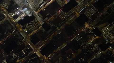 Flying northwest over Midtown Manhattan at night, Times Square in upper left. Stock Footage 59171332