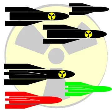 Flying nuclear rocket Stock Illustration