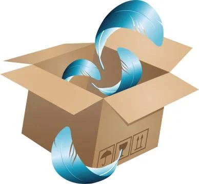 Flying object in carton box-05 Stock Illustration