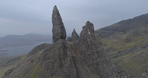 Flying at Old man of Storr Video stock 108285826