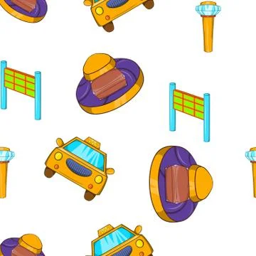 Flying om plane pattern, cartoon style Stock Illustration