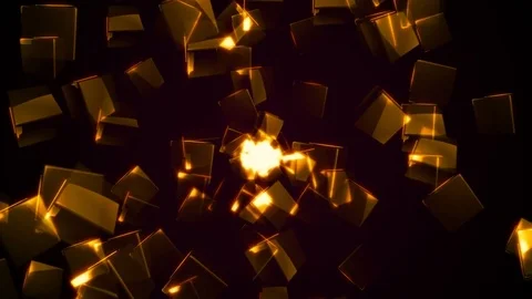 Flying orange rectangular cubes Stock Footage 82483590