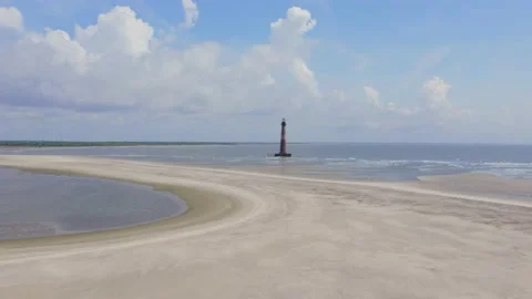Flying out to the lighthouse Stock Footage 155353368