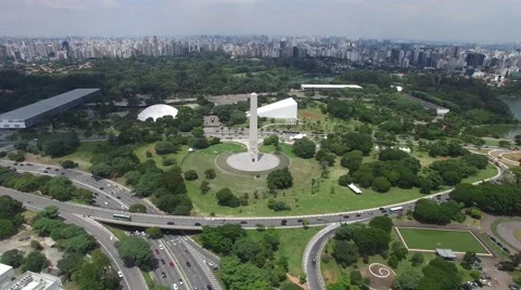 Flying over 23 de Maio close to Ibirapuera in Sao Paulo, Brazil Stock Footage 59575230