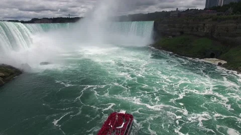 Flying over the 8th wonder of the world the beautiful Niagara Falls in Canada Video stock 152255442