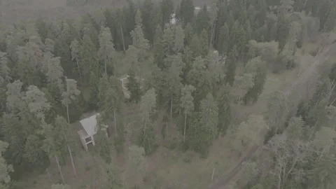 Flying over abandoned Composers House in Borjomi, Georgia 2023 D-log Video stock 257979667