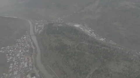 Flying over abandoned Composers House in Borjomi, Georgia 2023 D-log Video stock 258010232