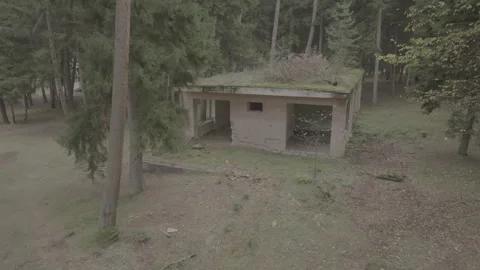 Flying over abandoned Composers House in Borjomi, Georgia 2023 D-log Stock Footage 258051819