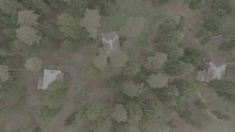 Flying over abandoned Composers House in Borjomi, Georgia 2023 D-log Vídeo Stock 258053032