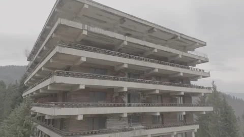 Flying over abandoned Composers House in Borjomi, Georgia 2023 D-log Vídeo Stock 258060023