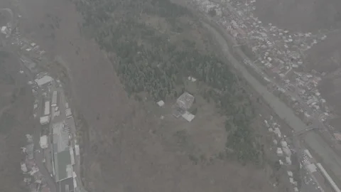 Flying over abandoned Composers House in Borjomi, Georgia 2023 D-log Vídeo Stock 258097617
