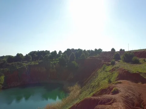 Flying over the abandoned quarry Stock Footage 72232819