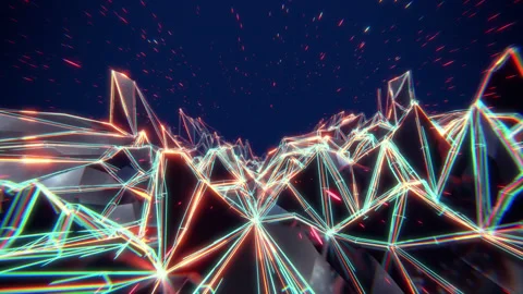 Flying over an abstract neon surface. Stock Footage 152255000