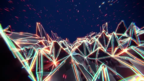 Flying over an abstract neon surface. Video stock 152256902
