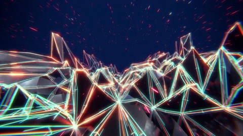 Flying over an abstract neon surface. Stock Footage 152647683