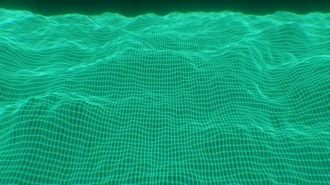 Flying Over Abstract Synthwave Wireframe Landscape 3D Grid Surface Stock Footage 286025964