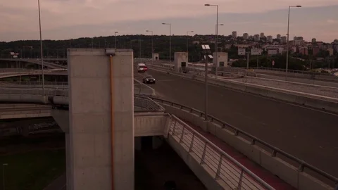 Flying over ada bridge with drone 4k 스톡 동영상 73457746