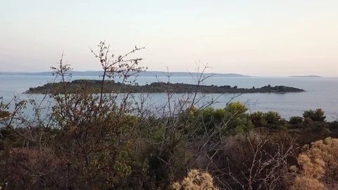 Flying Over Adriatic Coast And Seacoast Yachts  At Sunset, Croatia Stock Footage 95161386