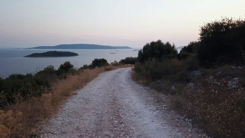 Flying Over Adriatic Coast And Seacoast Yachts  At Sunset, Croatia Stock Footage 95161673
