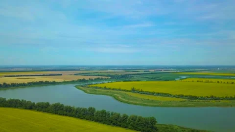 Flying over agricultural fields Stock Footage 136754716