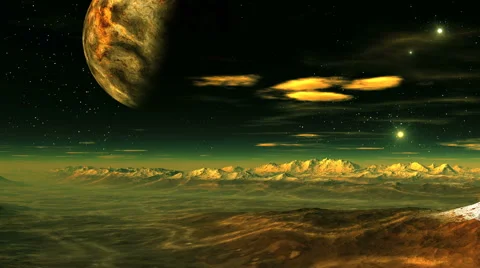 Flying over an alien planet Stock Footage 58492245
