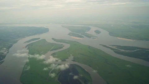 Flying over the Amur river. Stock Footage 78836814