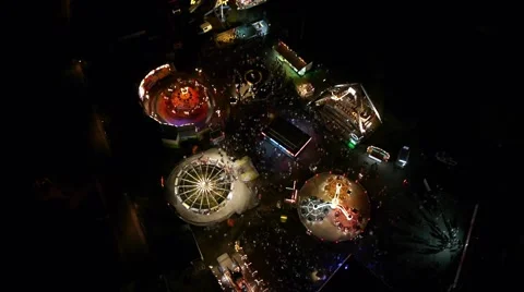 Flying over the amusement park. Stock Footage 46983727