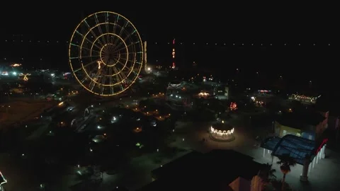 Flying over Amusement Park Tsitsinatela at night, Georgia 2020 Stock-Footage 149209622