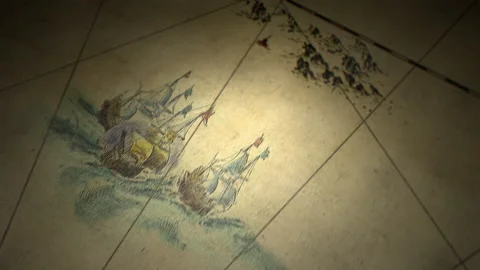 Flying Over Ancient Abstract Map. Stock Footage 147307484