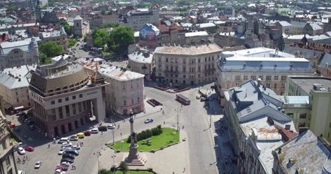 Flying over the area Mickiewicz Stockbeeldmateriaal 68666524