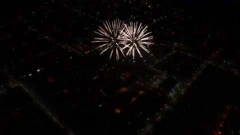 Flying over around fireworks Stock Footage 161425346