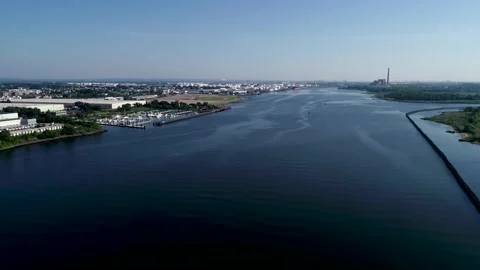 Flying over the Arthur Kill Stock Footage 135590034