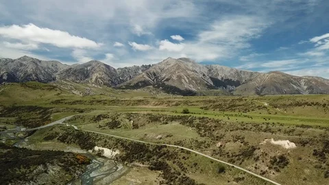 Flying over Arthur's Pass, New Zealand Stock Footage 101813396