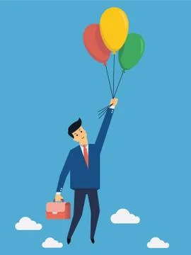 Flying over with balloon Stock Illustration