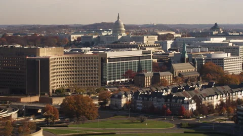 Flying over Banneker Park in Washington DC; Capitol in background. Shot in 2011. Stock Footage 59199118