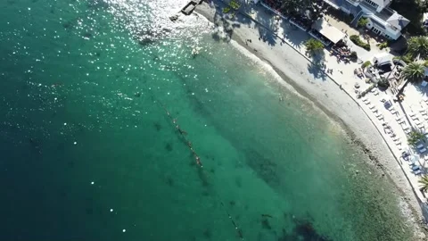 Flying over beach and coast Stock Footage 175079764