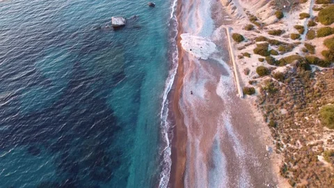Flying over a beach in Cyprus Stock Footage 145493614