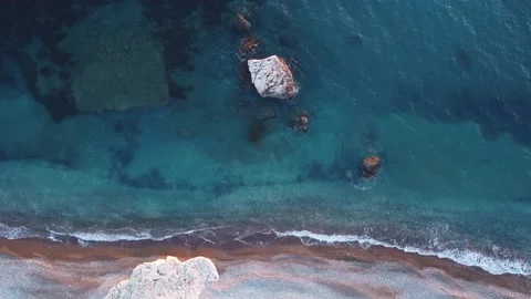 Flying over a beach in Cyprus Stock Footage 145493685