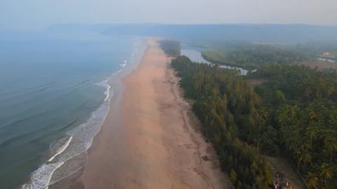 Flying over Beach during surise Video stock 156534901