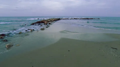 Flying over the beach Stock Footage 35532905